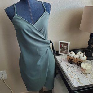 Mind Code Casual Spaghetti Strap Mini Olive Green Dress Women's Size Large